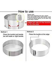 1pc New 6 To 8 Inch American Style Layered Adjustable Round Cake Slicer Mold Mousse Ring Stainless Steel Baking Tool - Silver - View 5