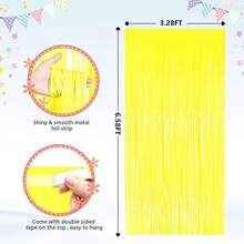 2Pack Silver Metallic Tinsel Foil Fringe Curtains, Door Streamer Photo Booth Backdrop Birthday Wedding, Graduation Engagement Bridal Shower Bachelorette Party Decorations Dancing Ball Party - 黃色 - 查看 9