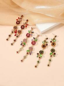 1 par de aretes elegantes y de lujo con diseño de flor de cristal de roca, adecuados como regalo para esposa, novia, Día de San Valentín, Día de la Madre, cumpleaños, Navidad