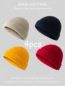1 件韩式无檐便帽，复古圆顶保暖短针织帽，冬季柔软套头帽，送给朋友、家人、恋人的最佳礼物，适合派对、通勤、旅行秋季装