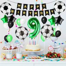 23/24 Stücke, 32 Zoll grüne Zahlen Fußball Geburtstags Party Dekorationen inklusive Zahlen 7, 8, 9, 10, 11, 12 und Pentagramm & Fußball Ballon Set, Sport Themen Party Dekoration, Geburtstags Dekoration, Feier Dekoration, geeignet für Fotoshootings, Atmosphäre Hintergrund Aufbau, Party Zubehör