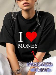 I Love You Couple Shirts, Gifts For Girlfriend/Wife, Valentine's Day Gifts, Custom Women's T-Shirt Shirts - Add Your Own Text And Images (Family Photos/Selfies/Pet Photos/Friend Photos/Party Photos) To Design Your Own Personalized Printed T-Shirts, Baby/Couple/Family/Pet Photos, Anniversary Gifts, Valentine's Day, Christmas