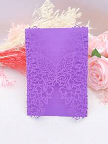 25 piezas de Tarjetas de invitación con mariposas cortadas con láser, adecuadas para decoraciones de bodas, compromisos, cumpleaños, bautizos y bautismos (excluyendo tarjetas interiores y sobres)