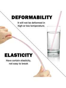 12Pcs Reusable Plastic Straws - Colorful Pink Long Hard Cup Drinking Straws With Flashing Decorations, Compatible With Stanley 30 Oz Cup Tumbler