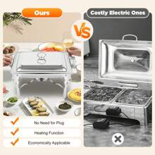 ZhdnBhnos ZhdnBhnos 6L Food Warmer Chafing Dish Heating Container Heating Container Square Self-Service Stove