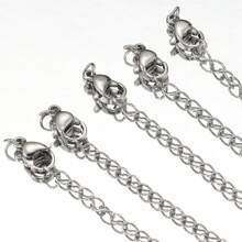 10pcs Stainless Steel Extension Chain With Lobster Clasp, Suitable For DIY Jewelry Making, Necklaces And Bracelets