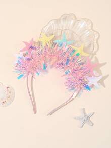 1 件闪光海星头带，适合女孩，闪亮多彩海星发带，可爱甜美海星海洋头带，海滩度假海洋风格头饰，儿童发饰 - 彩色 - 查看 2