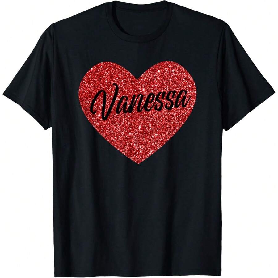 Regalo San Valentín Camiseta | "I Love Vanessa" con Corazón, para Parejas | 100% Algodón, 180g, Unisex, Negro | Para Hombres y Mujeres, Tallas S-XXXL - Negro - Ver 1