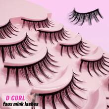 5 pares Cílios Manga Olhar Natural Estilo Anime Wispy 3D Curto Cílios Falsos, com Banda Fina Cílios para Cosplay DIY em Casa (Cutey)