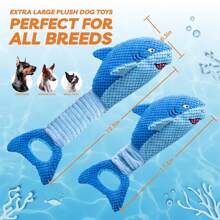 Crinkle Blue Shark Dog Toys For Aggressive Chewers, Dog Toys To Keep Them Busy, Interactive Squeaky Pet Toys, For Puppy Toys For Small,Medium,Large Breeds