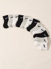 12pcs/Set Toddler/Infant Random Candy-Color Daily Casual Elastic Mid-Calf Socks, Summer