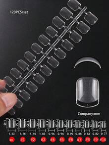 120 片装 Xxs 超短杏仁棺材指甲贴半哑光预锉软凝胶全覆盖假指甲适用于小号普通指甲床按压式指甲美甲用品 - 無色 - 查看 9