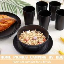 16 PCS Dinnerware Set, Plates And Bowls, Cup, Service For 4 – Minimalist Round Style, Microwave & Dishwasher Safe. - 16件 - 查看 7
