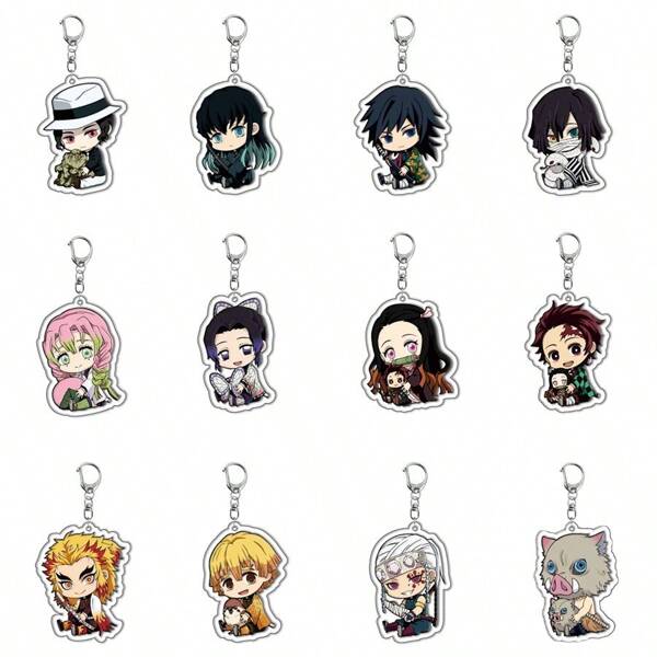 1pc Muichiro Tokito,TomiokaGiyuu,Kanroji Mitsuri,Kibutsuji Muzan,Rengoku Kyoujurou, Acrylic Keychain, Suitable For Decorating Bags As Pendants