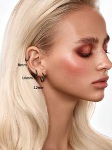 Milacolato G23 Solid Titanium Hoop Earrings Implant Grade Hypollergenic Small Huggie Hoop Earrings Hinged Sleeper Cartilage Earrings For Women Men Silver Gold Black 8mm 10mm 12mm - 多色 - 查看 6