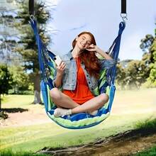 1 pieza Hamaca silla colgante, silla colgante resistente con múltiples cuerdas, cómoda, disponible en rojo, azul, naranja, verde, incluye 2 cuerdas e instrucciones, ideal para uso en exteriores, jardín, dormitorio, patio, interior/exterior, excelente equipo de ocio