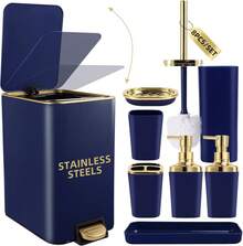 Navy Blue Bathroom Accessories Set 8 Piece And Blue, - 1 - View 1