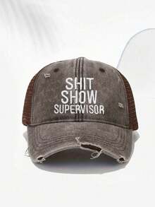 1 件刺绣“SHOW SUPERVISOR”破洞棒球帽，透气可调节户外高尔夫太阳帽，女士夏季时尚弧形帽檐太阳帽，男士 Y2K 情侣太阳帽 - 棒球帽 - 查看 13