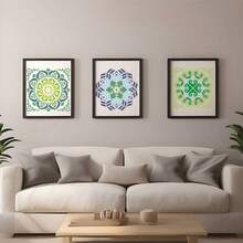 4 件大型可重复使用模板，曼陀罗模板，用于在木材、地板、墙壁、瓷砖上绘画 DIY 艺术剪贴簿织物家具 - 白色 - 查看 6