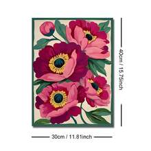1pc Unframed Boho Botanical Summer Peonies Floral Wall Art Poster Canvas Print Pink Minimalist Abstract Flower Vintage Painting For Office,Living Room,Bedroom,Dorm,Modern Home Decoration