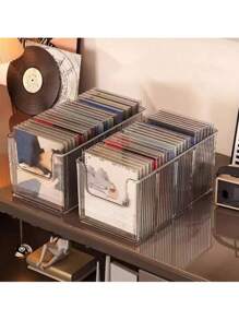 Estantería de escritorio para exhibir CDs/vinilos/cintas de casete, caja organizadora con múltiples compartimientos, mejora la decoración del hogar, apta para almacenar álbumes, CDs o discos, excelente para regalos navideños
