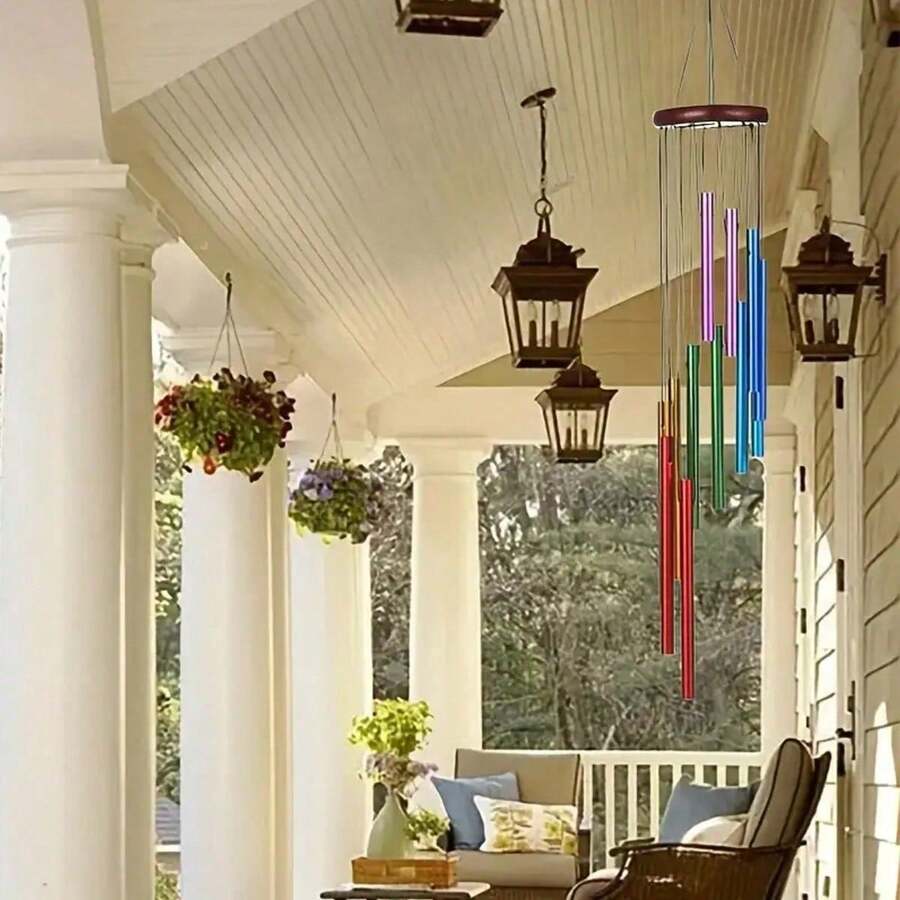 1 قطعة من أنابيب الألومنيوم الملونة أجراس الرياح للزينة الخارجية للفناء والحديقة هدية ذكرى للأسرة والديكور