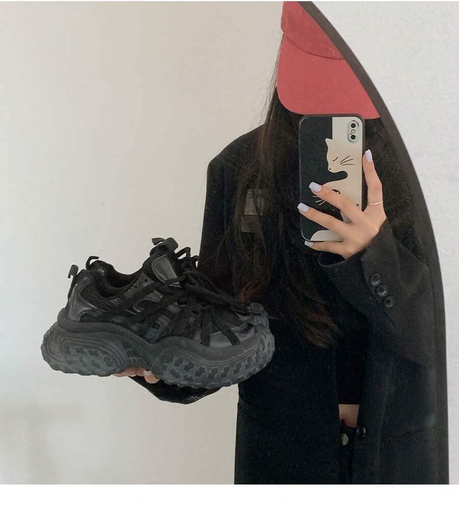 Women Wedge Sneakers - 黑色 - 查看 1