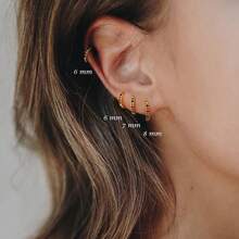 1 Pair 5mm-12mm High-Quality Hoop Earrings, Colorful Zirconia, Turquoise, Copper Zirconia Inlaid, Gold & Silver, Minimalist Daily Versatile All-Match Hoop Earrings, Unisex New Round Fashionable Personalized Cartilage Earrings - Colored Diamonds - View 2
