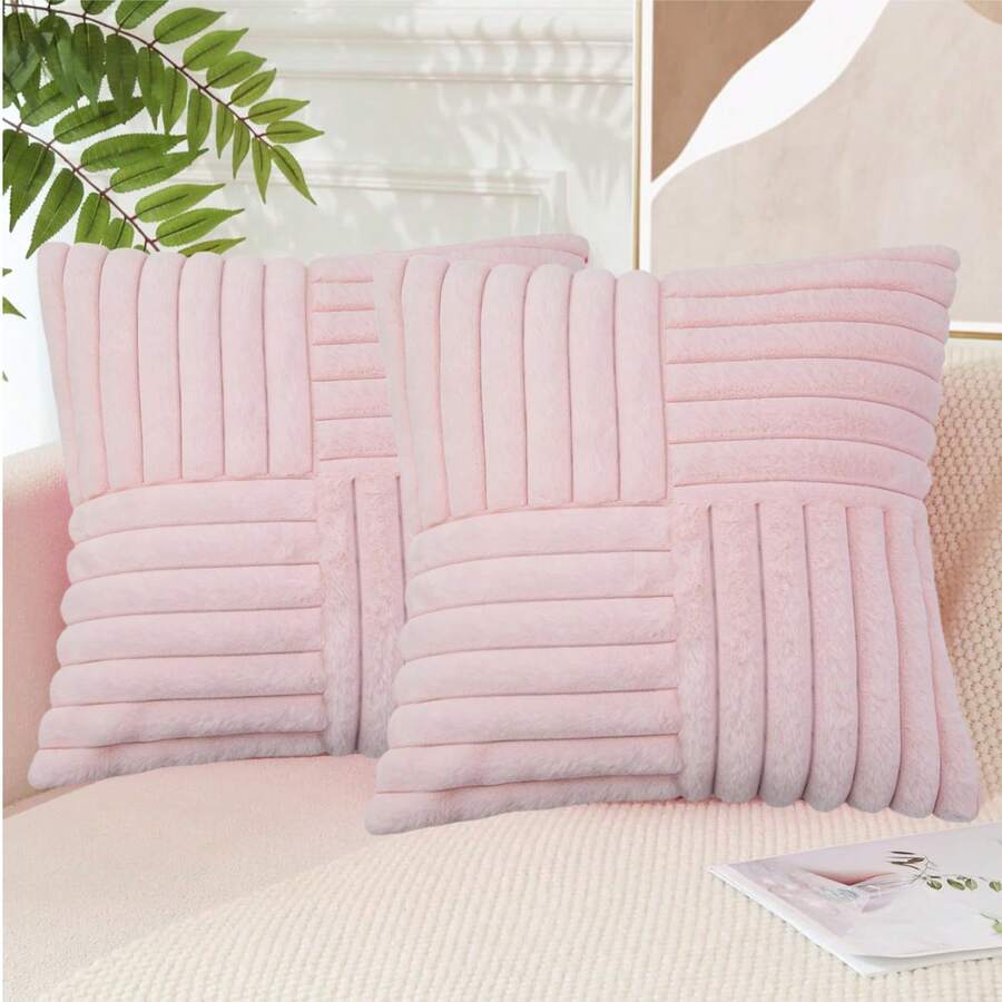 1pc Solid Color Throw Pillow Cover (Pillow Insert Not Included), Fabric Cushion Cover, Suitable For Living Room Sofa