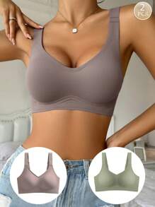 2 pezzi/Set Reggiseno sportivo da donna estivo sottile e senza fili, confortevole e antiurto