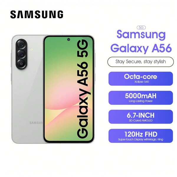 Samsung Galaxy A56 5G Graphit 256GB Smartphone, 8GB RAM, 50MP Kamera, Android 15, Fingerabdruckentsperrung, 5000mAh Akkulaufzeit, ohne Ladegerät