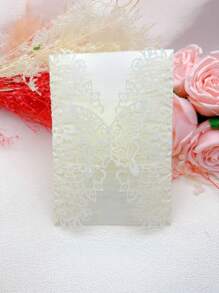 25 piezas de Tarjetas de invitación con mariposas cortadas con láser, adecuadas para decoraciones de bodas, compromisos, cumpleaños, bautizos y bautismos (excluyendo tarjetas interiores y sobres)