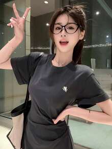 Women's Summer Angel Design Pleated Casual Mini Dress