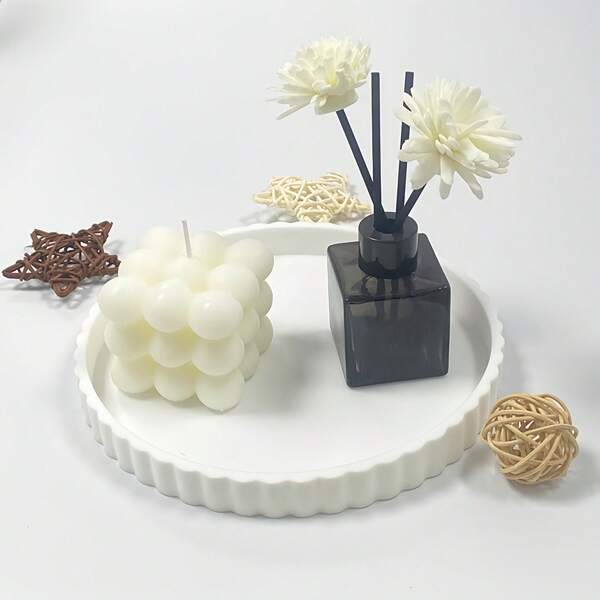 1pc Silicone Round Tray, Cosmetic Organizer Display Holder For Bathroom, Countertop, Desktop - Can Hold Perfume, Keys, Jewelry - Also Suitable As Soap Dispenser Decoration For Kitchen Sink
