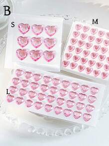 3pcs/Set Rhinestone Stickers, Cartoon 3D Heart Stickers, Crystal Gem Stickers, Decorative Stickers. Suitable For DIY, Scrapbooking, Various Sizes For Decorating Different Items., School Supplies,Back To School