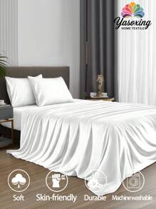 Set de 4 piezas Juego de sábanas blancas lisas de microfibra suave con cuidado fácil. Incluye: 1 sábana plana, 1 sábana ajustable, 2 fundas de almohada. Sábana ajustable de unicolor en talla King, Queen, Full, TWIN. Profundidad del bolsillo de hasta 11,8 pulgadas. Suave, transpirable, sin arrugas. Estilo de hotel de lujo. Regalo para mamá, papá, amigo, dormitorio, regreso a la escuela.