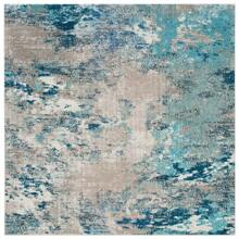 Oscar Abstract Distressed Area Rug Blue/Grey 3' X 3' Square