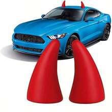 2 件魔鬼角车顶装饰，3D 立体汽车个性化防刮保护防撞贴纸，适用于所有汽车 - 彩色 - 查看 3