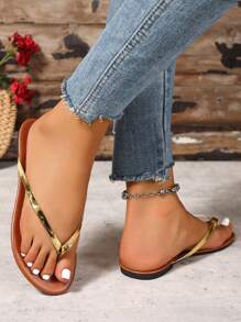 New Fashionable H-Shape Women's Slippers, Ladies Flip Flops, Casual Style, Roman Style Slip-On Sandals, Comfortable Black, Beige And Brown Colors, Low Heel And Embossed Pattern, Influenced By Influencer Suitable For Dates, Indoor And Outdoor Use, With Deodorizing And Anti-Skid Functions, Crocodile Pattern Slippers With Metal Decorations And Flat Bottom, Slip-On Summer Fashion Sandals