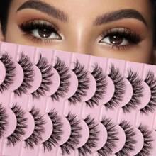 JUJU DREAM 10Pairs Manga Lashes FauxEyelashes Cat Eye Eyelashes Natural Ful False Eyelashes Volumized Eyelash Extension Travel Essentials Makeup Tools