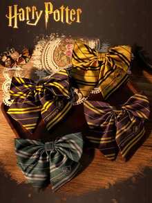 Warner Bros 1/4  Bows, , Handmade Knotted Badge, Striped Knit Fashion, Bows, Movie Merchandise, British School Style, Party Costume Props, Shirt Accessories, Creative Room Desk Decor, Birthday Surprise, Christmas And Halloween Gifts For Family And Friends, Harry Lover - Multicolor - View 2