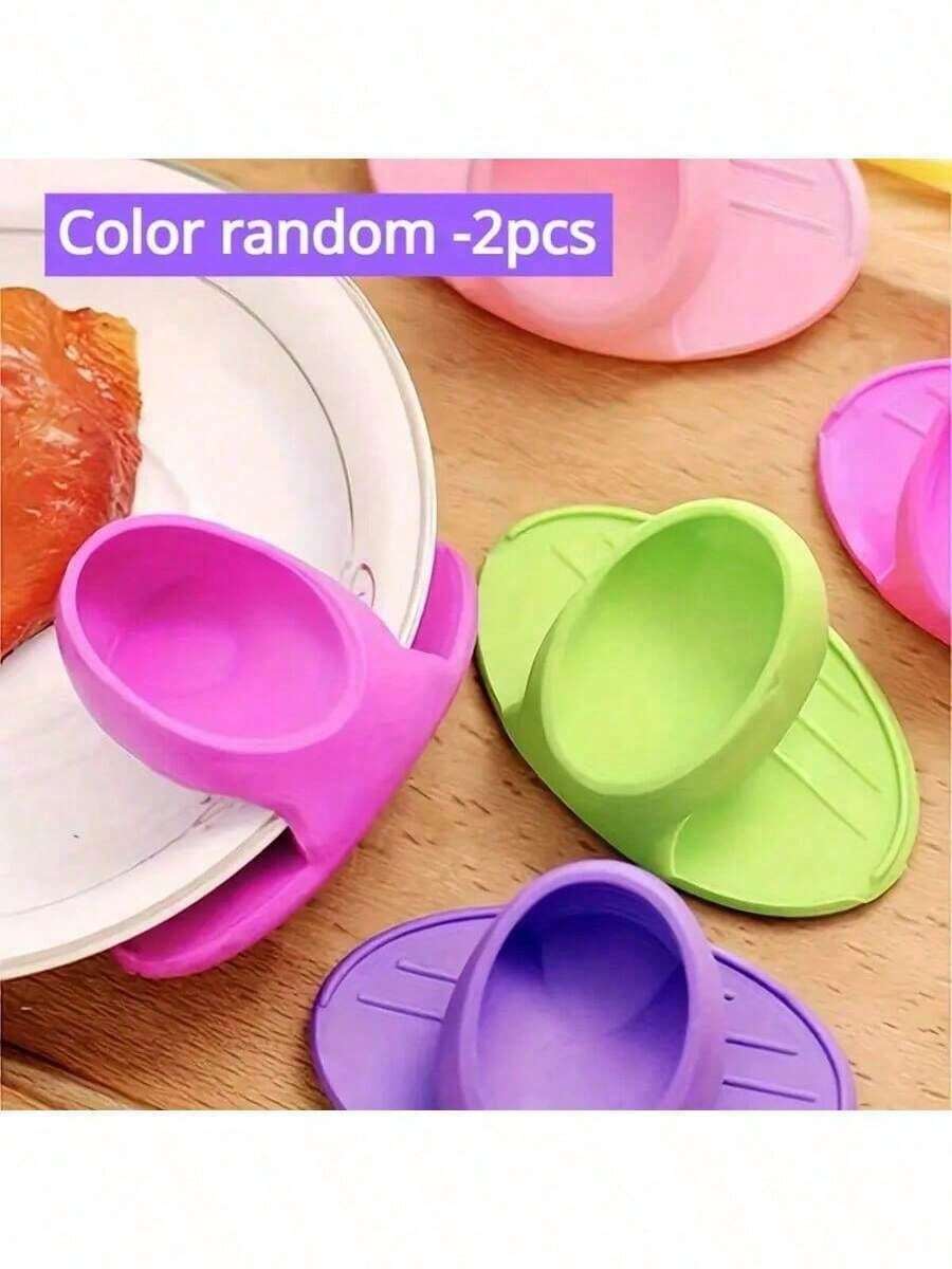 2-Piece Silicone Protective Hand Clip Insulated Finger Set Suitable For Oven Use, Heat-Resistant Kitchen Tools, Color Random Heat-Resistant Finger Gloves, Used For Cooking And Baking - 隨機顏色 - 查看 1