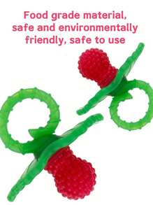 1Pc Silicone Baby Teether Toy - Berrybumps Soothe Babies Sore Gums - Infant Teething Toy - Hands Free Design - - Easy-To-Hold Design - Teething Relief Pacifier - Fruit Shape/Red (Some Parts May Be Random)School, Student,Stationery,School Supplies