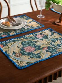 1/4/6/12 piezas Manteles individuales con estampado de flor de tulipán, estilo vintage pastoral americano para decoración de cocina, mesa de comedor para reuniones festivas, fiestas de cumpleaños, decoración del hogar, dormitorio, jardín, todo el año