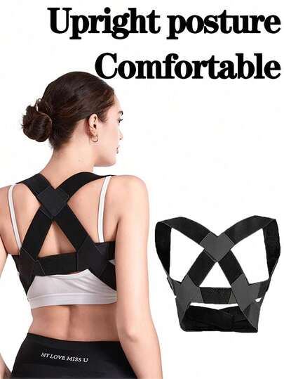 1pc Invisible Adult Unisex Sports Brace, Open Shoulder Straight Back Adjustable Comfortable Breathable Snug Fit, Fitness Chest Muscle Bench Press Open Shoulder Straight Back Chest Lifting Training Strap, Adjustable Upper Back Clavicle Support, Provides Comfortable Neck And Shoulder Alignment, Unisex Posture Corrector, Size Runs Small, Please Consider Ordering One Size Up For Loose Fit
