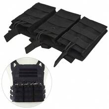 Tactical Molle Mag Pouch, Open-Top Molle Double/Triple Stacker 5.56 7.62 Magazine Pouches Holder Carrier For 9MM Magazines Holster (Magazines Do Not Include ,Only Sell Pouch) - 黑色 - 查看 8
