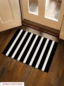 Black And White Striped Design Runner Rug, Suitable For Hardwood Floors, Can Be Used In Entryway, Laundry Room, Hallway, Bedroom, Kitchen And Other Spaces, An Ideal Home Decor Item For All Seasons. This Fashionable Runner Rug Is Washable And Non-Slip, Perfectly Suitable For Use As A Hallway Rug, Living Room Rug, Kitchen Rug, Bedside Rug, And An Ideal Choice For Home Decoration. - Multicolor - View 13