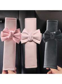 2pcs Seat Belt Shoulder Cover Premium Cute Female Decorative Bow Seat Belt Anti Buckle Shoulder Cover Car Seat Belt Cover Leather Seat Belt Cover