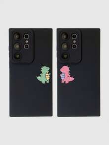 2pcs Black Phone Cases, Dinosaur Design Couple Phone Cases, Compatible With IPhone & Galaxy Phones, Phone Covers, Cute Phone Cases, Compatible With IPhone 13/15/16 Pro Max, Galaxy, Great As Birthday Gift, For Girlfriend, Boyfriend Or Personal Use - Multicolor - View 6