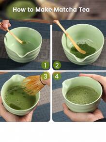Set di 5 pezzi per preparare il Matcha - Ciotola per Matcha e frusta in bambù, colino per tè, cucchiaino, setaccio, supporto per frusta, kit di partenza perfetto per la cerimonia del tè Matcha (Verde) Back to School